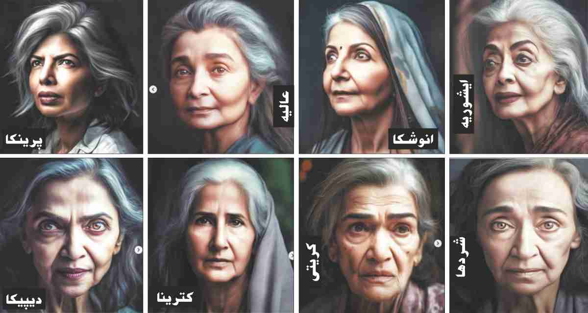 bollywood actresses look like in their old age ai