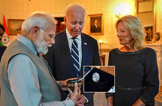 modi gifted a 7 5 carat lab grown diamond to us first lady jill biden