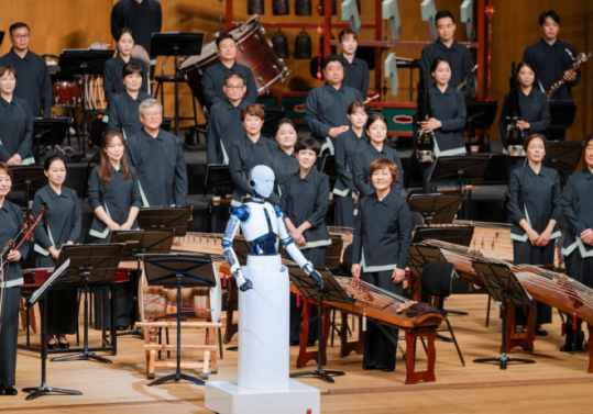in south korea the robot became the leader of an orchestra of 60 musicians