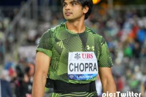 neeraj chopra won the gold medal with a javelin