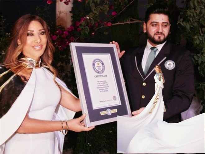lebanese singer najwa karam long dress entered the guinness book of records