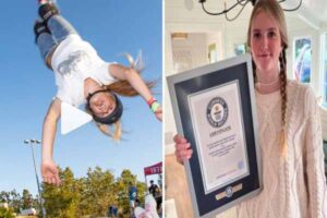 a 15 year old girl mia patterson made a guinness world record by jumping over 12 people