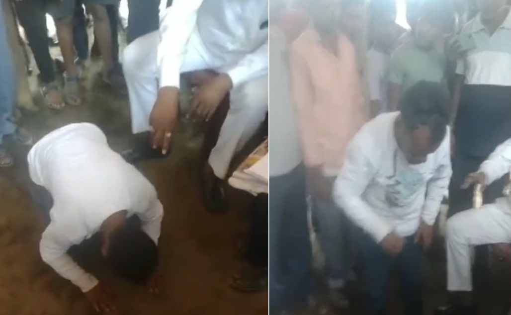 a former bjp mla devendra kunwar in jharkhand kicked a youth and forced him to lick his spit