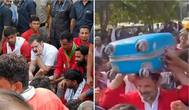 rahul gandhi arrived at the station wearing a coolie dress and carrying luggage
