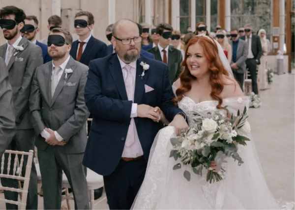 weird wedding all guests are allowed to attend blindfolded