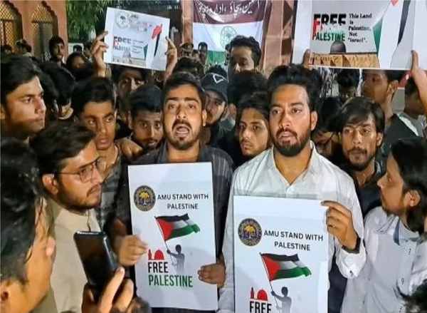 fir registered against for amu students on palestine march