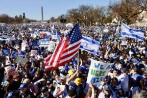texas historic demonstration against the governor for giving 100 million dollars in aid to israel