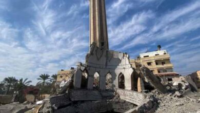 israeli bombarded the historic omri mosque in gaza
