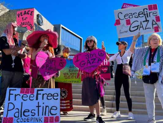 pro palestine supporters rally in hollywood