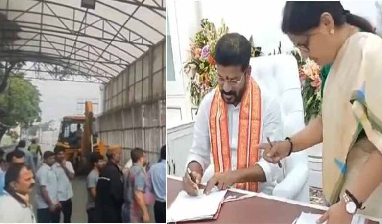 telangana chief minister revanth reddy and 11 ministers taking oath