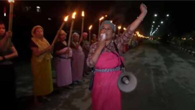 women held a torch rally in imphal the capital city against the ongoing violence in manipur