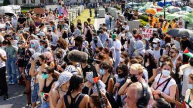 protest over gaza war suspension of students at columbia university begins