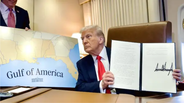 trump administration officially renames gulf of mexico as gulf of america