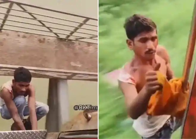 train phone thief jump