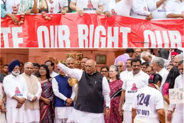 parliament opposition protest over vote theft minta devi issue