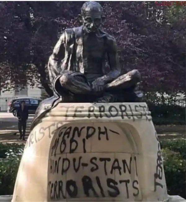 gandhi statue london vandalism