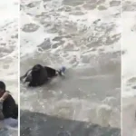 mother saves child river viral video