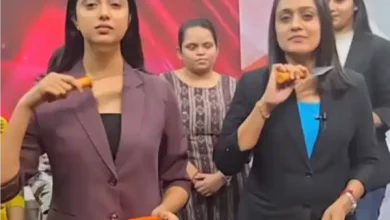 gujarat news anchor trishul gesture video controversy